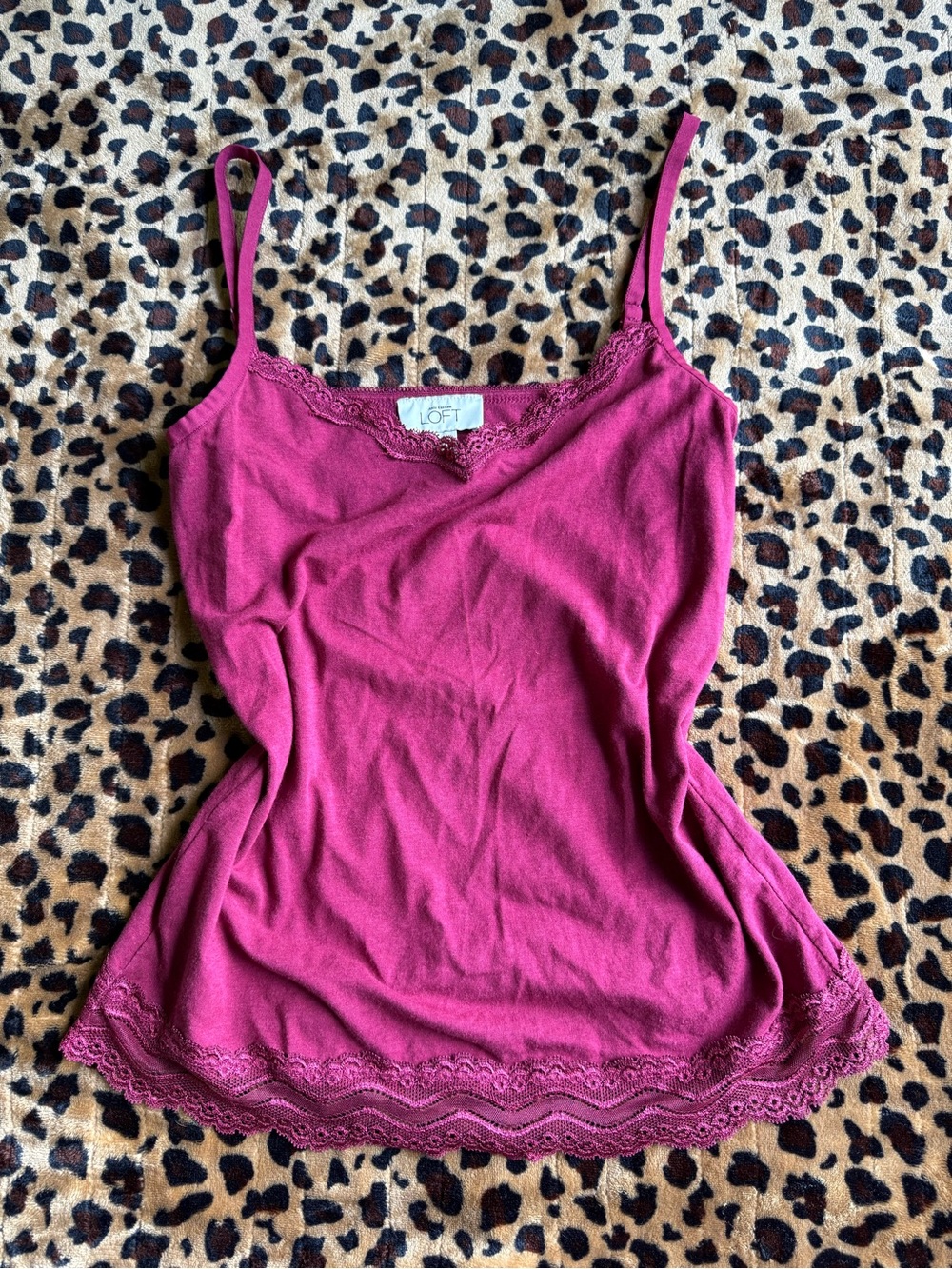LOFT Raspberry Lace-Trim Camisole